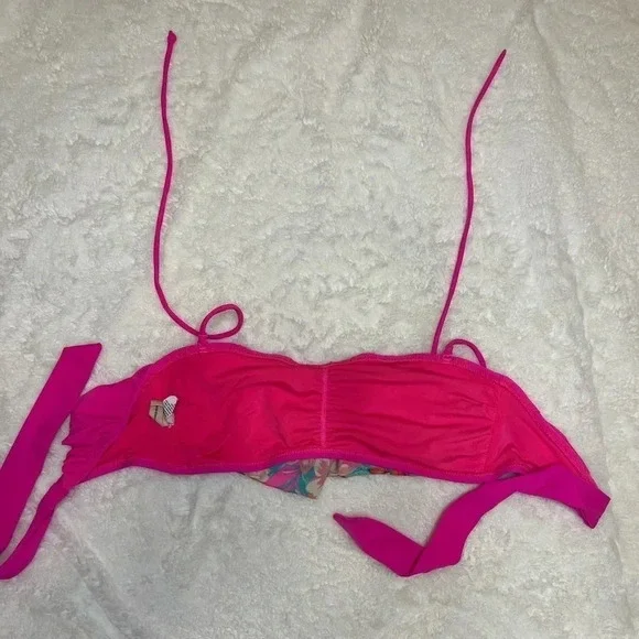 American Eagle Neon Pink Tropical Bikini Top - Picture 7 of 7